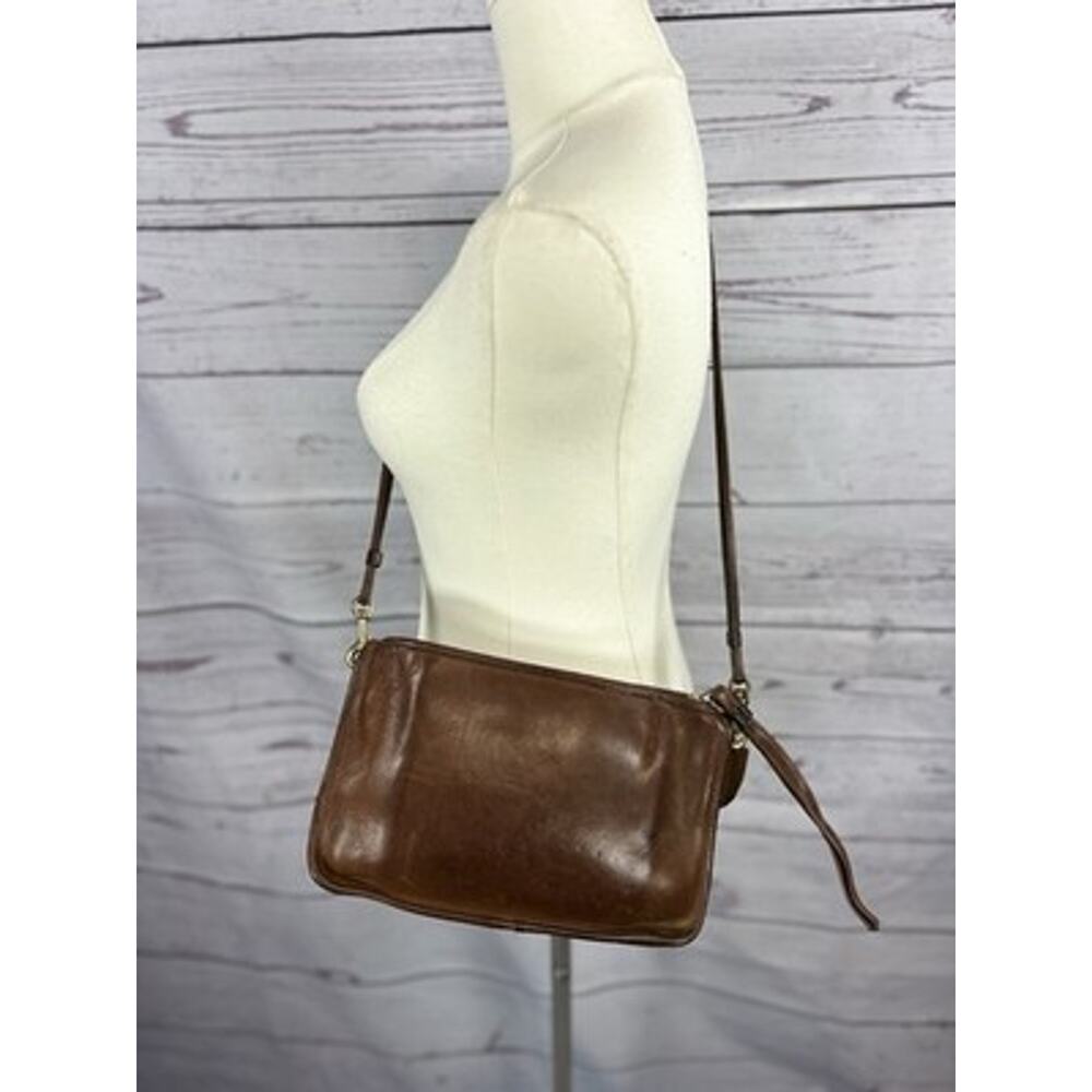 Vintage Coach Brown Leather Double Strap Crossbody Bag 387-5221 - Picture 5 of 11
